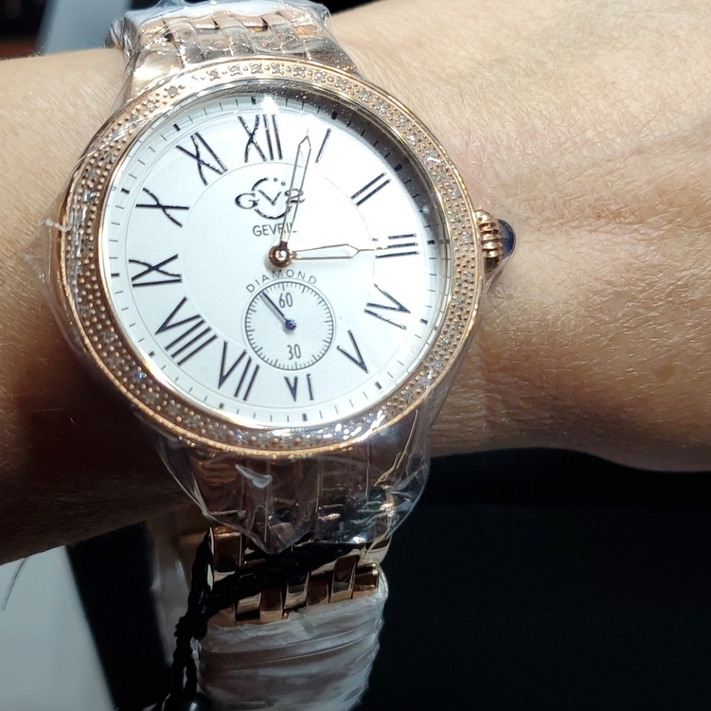 Rose Gold Real Diamond Bezel Watch GV2 BY GEVRIL - Picture 12 of 16